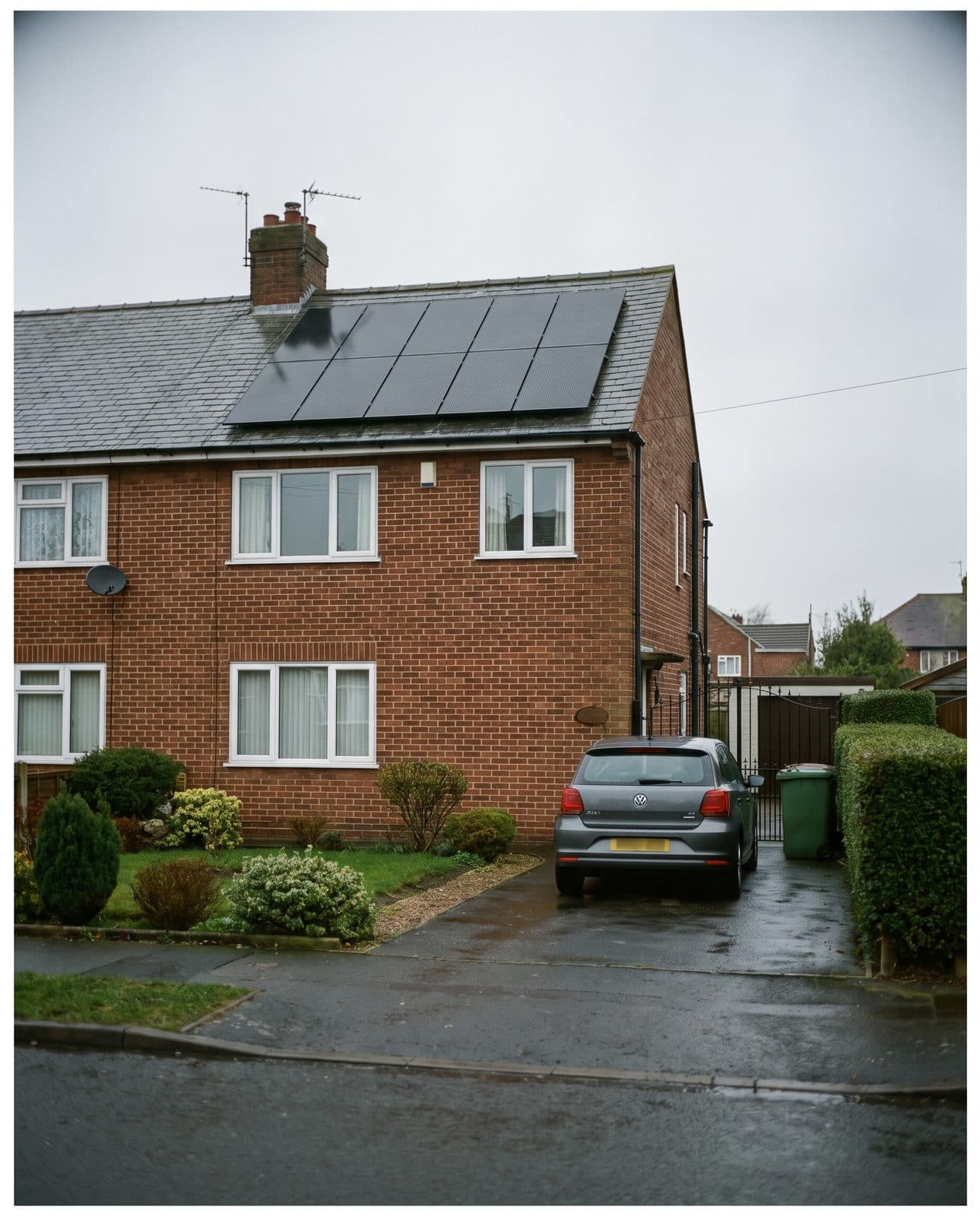 A British home fitted with roof-mounted solar panels