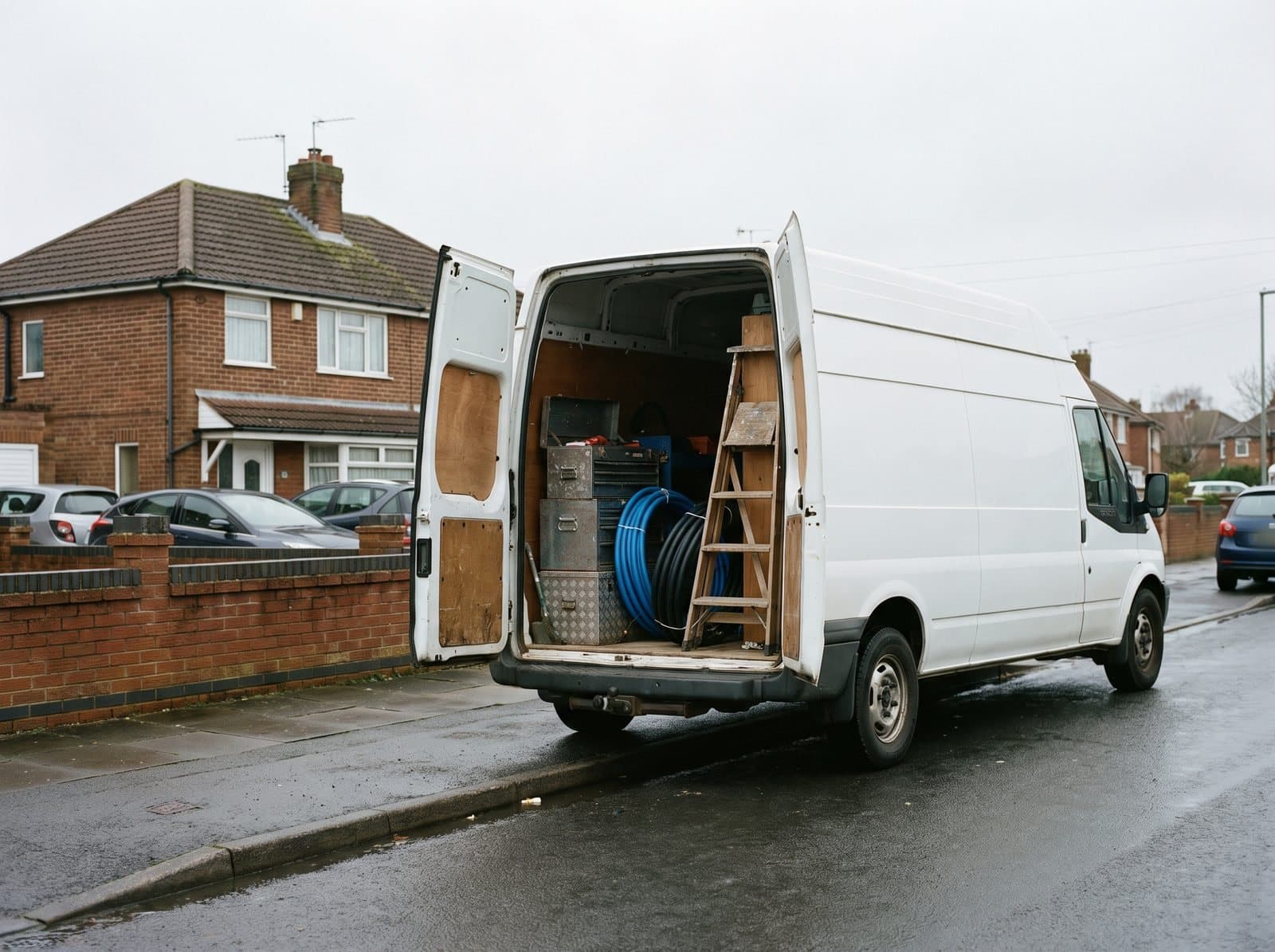 A Gap Project work van loaded with tools outside a customer's home